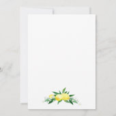 レモン ブルーム グリーン ウォーターカラー ブライダル シャワー 招待状 (裏面)