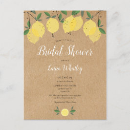 レモン ブルーム グリーン ウォーター カラー ブライダル シャワー 案内ポストカード