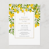 レモン ブルーム グリーン 洗礼 認証 インビテーションポストカード (正面)