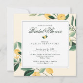 レモン ブルーム フローラル ツリー エレガント ブライダル シャワー 招待状 (正面)