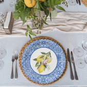 レモン&ブルー地中海のタイルウェディングシャワー ペーパープレート