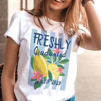 レモン ブルー ストライプ 新卒 Tシャツ