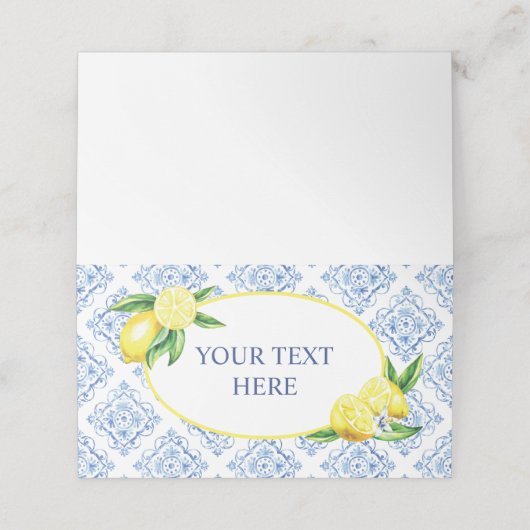レモン ブルー タイル イタリアン プレース カード (外部開封)