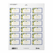 レモン ブルー タイル ブライダル シャワー 返信住所 ラベル (フルシート)