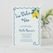 レモン ブルー ホイーミー フレーム ラ ドルチェ ヴィータ ブライダル シャワー 招待状 (スタンド正面)