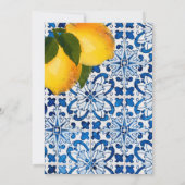 レモン ブルー メディテレニアン タイル チック おしゃれ ウェディング 招待状 (裏面)