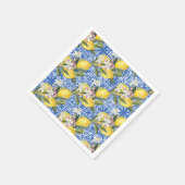 レモン & ブルー メディテレーニアンタイル ウェディングシャワー スタンダードカクテルナプキン (角)