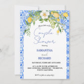 レモン ブルー メディテレーニアン イタリアン カップル シャワー 招待状 (正面)