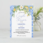 レモン ブルー メディテレーニアン イタリアン カップル シャワー 招待状 (スタンド正面)