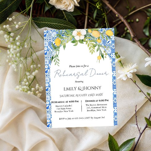 レモン ブルー メディテレーニア イタリアン リハーサル ディナー 招待状