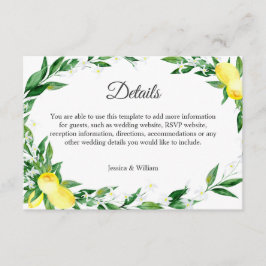 レモン ブロッサム  ウェディング レセプション 詳細 エンクロージャーカード