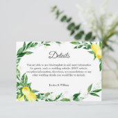 レモン ブロッサム  ウェディング レセプション 詳細 エンクロージャーカード (スタンド正面)