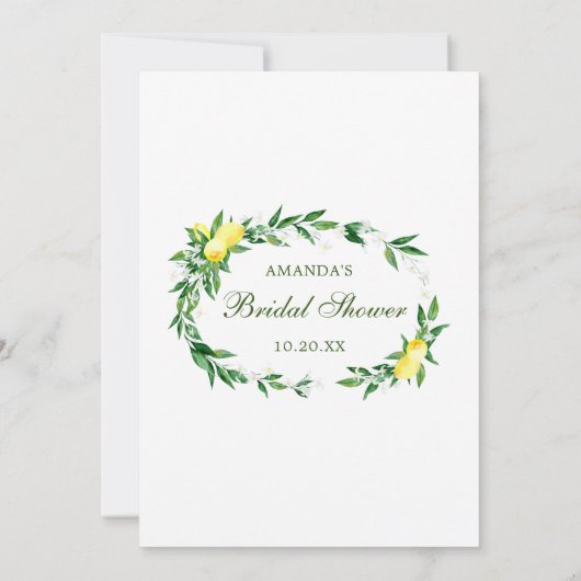 レモン ブロッサム グリーン ウェディング シャワー ゲーム カード (裏面)