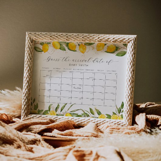 レモン ベイビー シャワー 出産予定日予想カレンダー ポスター