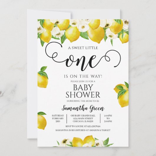 レモン ベイビー シャワー 招待状 (正面)