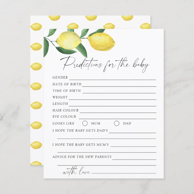 レモン – ベビー予測とアドバイス (正面/裏面)