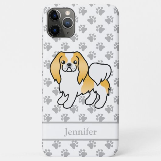 レモン+ホワイトの日本狆のキャラクターデザインの犬+名前 Case-Mate iPhoneケース (裏面)