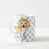 レモン&ホワイトビーグル漫画犬と足跡 コーヒーマグカップ (正面左)