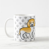 レモン&ホワイトビーグル漫画犬と足跡 コーヒーマグカップ (左)