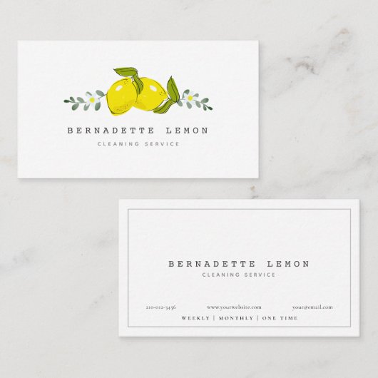 レモン&ホワイトフラワークリーニング名刺 名刺 (正面/裏面)