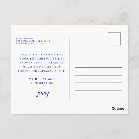 レモン ホワイト フローラル ブルー モザイク タイル ありがとうございます ポストカード (裏面)