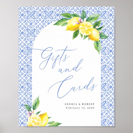 レモン ポジターノ ギフトとカード 結婚式看板 ポスター (正面)