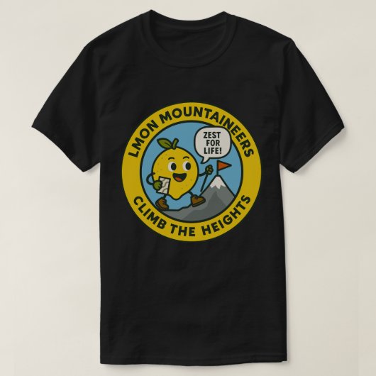レモン・マウンテニアが高みを目指して登る Tシャツ (デザイン正面)