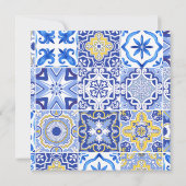 レモン メインスクイーズ ブルー タイル ブライダルシャワー サンキューカード (裏面)