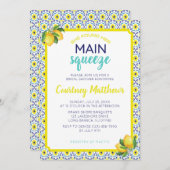 レモン メイン スクイーズ ブルー ブライダル シャワー 招待状 (正面/裏面)