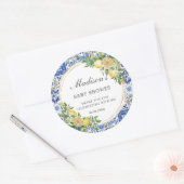 レモン メディテレニアン バースデー ブライダル ベイビー シャワー ラウンドシール (封筒)