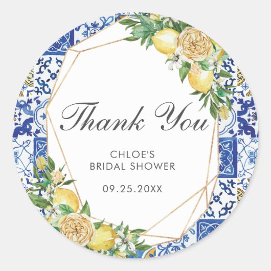 レモン メディテレニアン 誕生日 ブライダル ベビーシャワー ラウンドシール (正面)