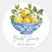 レモン メディテレーニアンスタイルのサマー ブライダルシャワー ラウンドシール (正面)