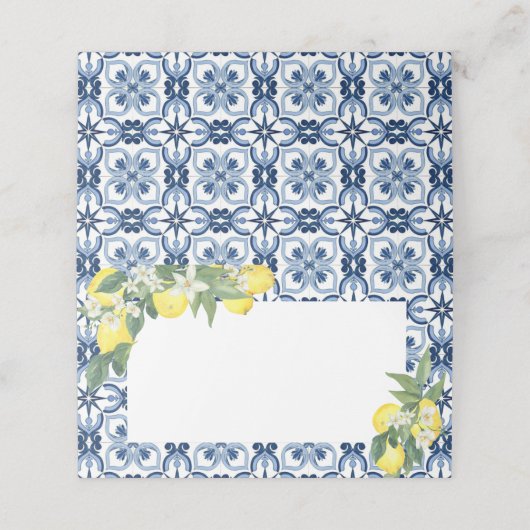 レモン メディテレーニアンスタイルのブランク食品ラベルまたは プレイスカード (外部開封)