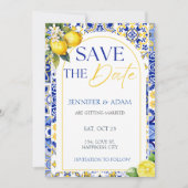 レモン メディテレーニアンスタイル サマーウェディング 保存の日付 招待状 (正面)