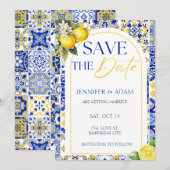 レモン メディテレーニアンスタイル サマーウェディング 保存の日付 招待状 (正面/裏面)