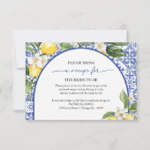 レモン メディテレーニアンス ブライダル シャワー レシピ リクエスト 招待状 (正面)