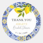 レモン メディテレーニアンブライダルシャワーのお礼 ラウンドシール (正面)