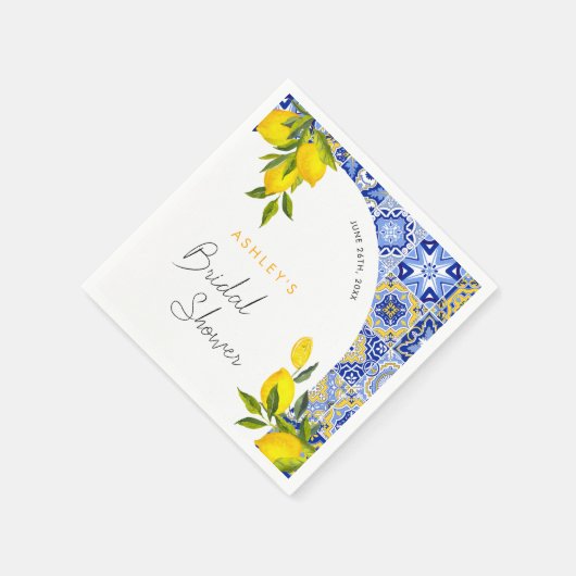 レモン メディテレーニアンボヘミア アーチ ブライズシャワー スタンダードカクテルナプキン (角)