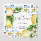 レモン メディテレーニア イタリア 青いタイル  ブライズシャワー 招待状 (正面/裏面)