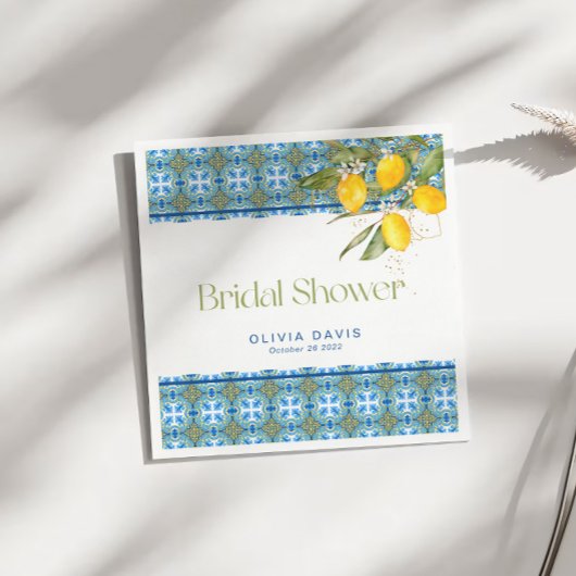 レモン メディテレーニア タイル ブライダル シャワー スタンダードカクテルナプキン