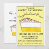 レモン メレンゲ パイ スライス ピクニック クックアウト ポットラック 招待状 (正面/裏面)