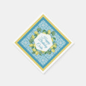 レモン&モロッコブルーカスタムパーティーナプキンス スタンダードカクテルナプキン (角)