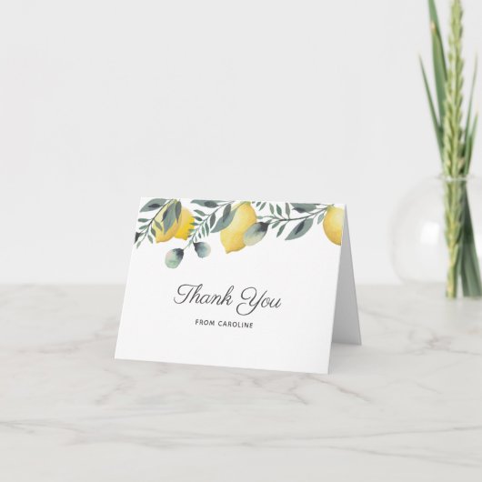 レモン＆ユーカリのウェディングシャワーのお礼カード サンキューカード (正面)