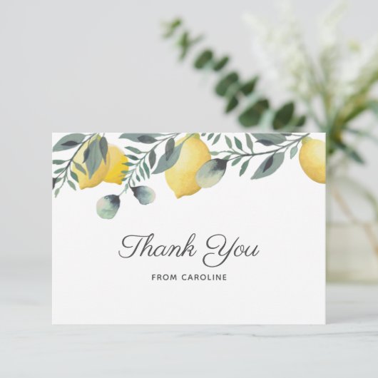 レモン&ユーカリのウェディングシャワーのお礼カード サンキューカード (スタンド正面)
