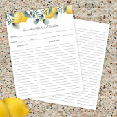 レモン&ユーカリレシピカードバインダーインサート