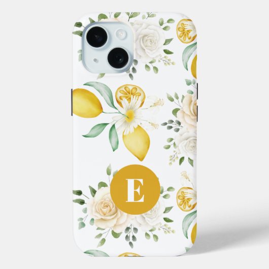 レモン ユーカリ ソフト ブッシュ ローズ モノグラム Case-Mate iPhoneケース (裏面)