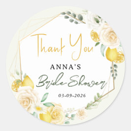 レモン ユーカリ フラワーブライダルシャワー 感謝 ラウンドシール