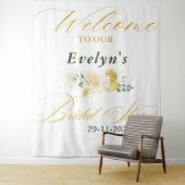 レモン ユーカリ ローズ エレガント スクリプト ブライダル シャワー タペストリー (インサイチュ)