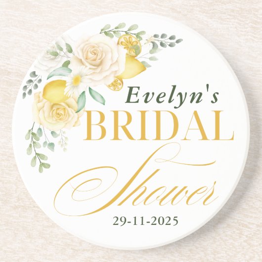 レモン ユーカリ ローズ シトラス ブライダルシャワー コースター (正面)