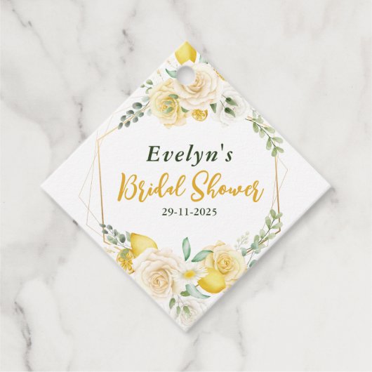 レモン ユーカリ ローズ ブライダルシャワー 感謝 フェイバータグ (正面)